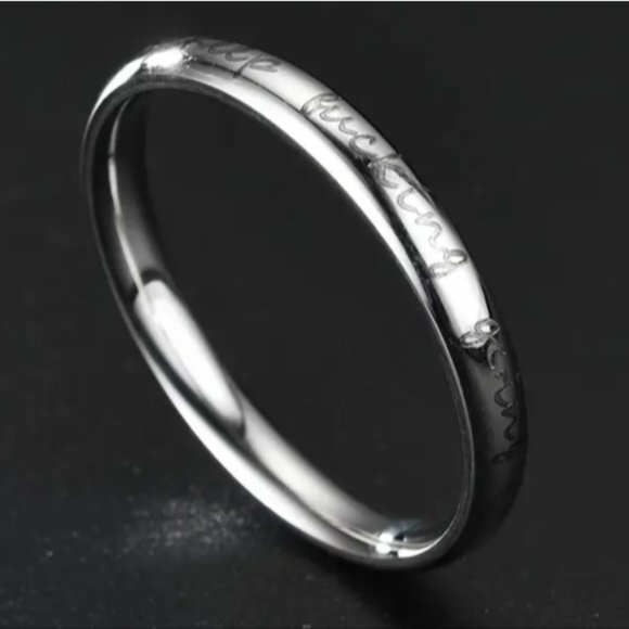 INSPIRATIONAL Unisex KEEP F^CKING GOING Stainless Steel Ring - Silvery - Picture 2 of 5
